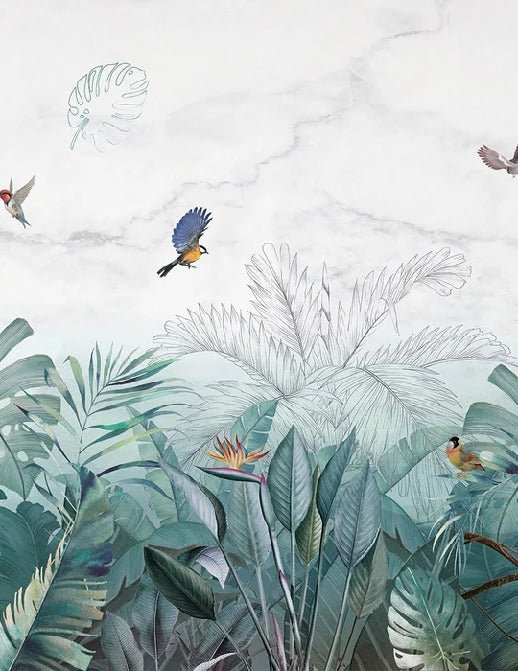 Blue marble jungle wallpaper