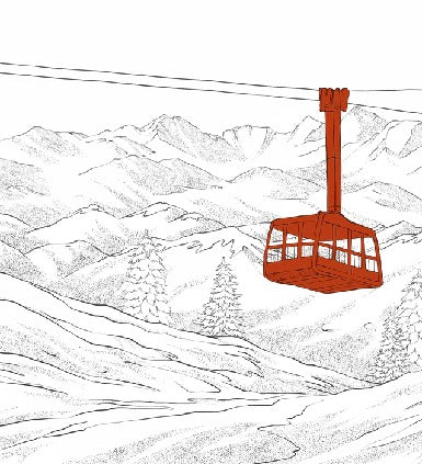 Papier peint La Plagne télécabine rouge, XXL, tendance