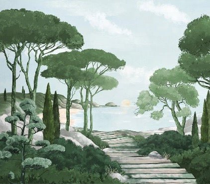 Stroll in the calanques wallpaper green