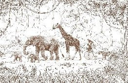 Monochrome children's jungle wallpaper