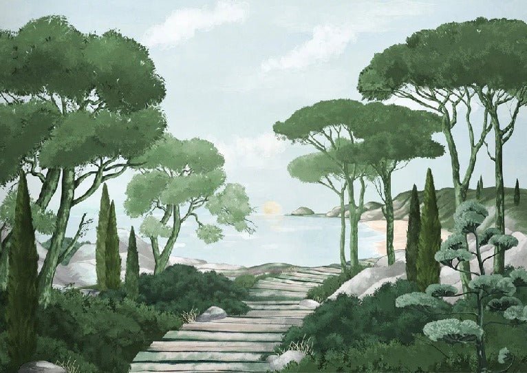 Stroll in the calanques wallpaper green