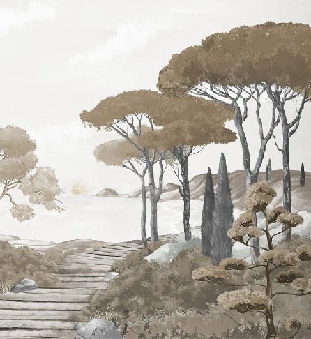 Papier peint balade dans les calanques brun, XXL, tendance