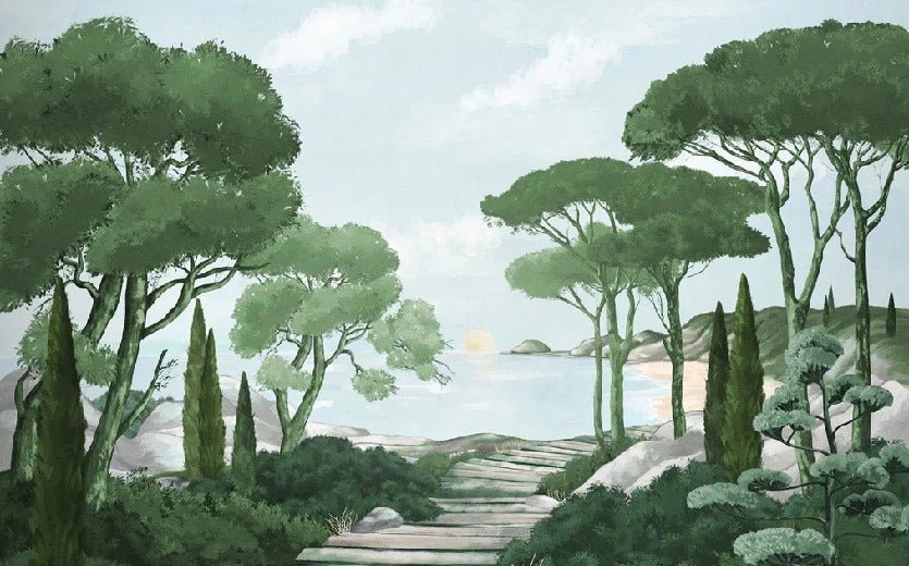 Stroll in the calanques wallpaper green