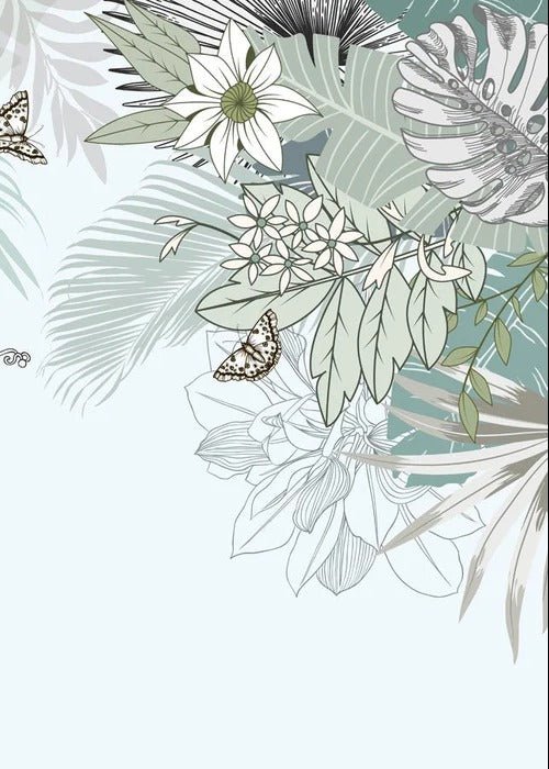 Nature-inspired green water plant toilet wallpaper