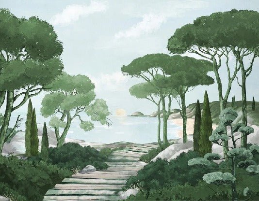 Stroll in the calanques wallpaper green