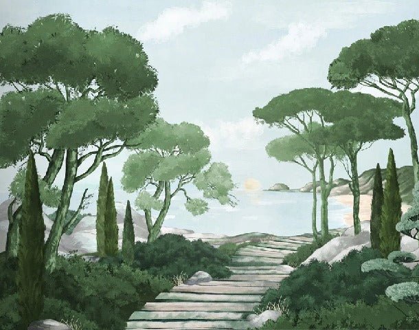 Stroll in the calanques wallpaper green