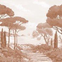 Terracotta coastal wallpaper