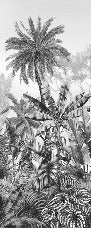 Tropical black and white toilet wallpaper
