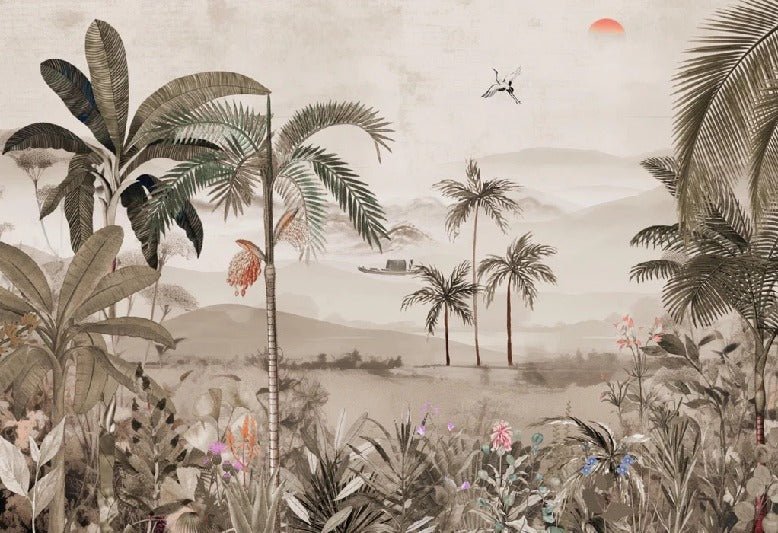 Jungle art painted wallpaper