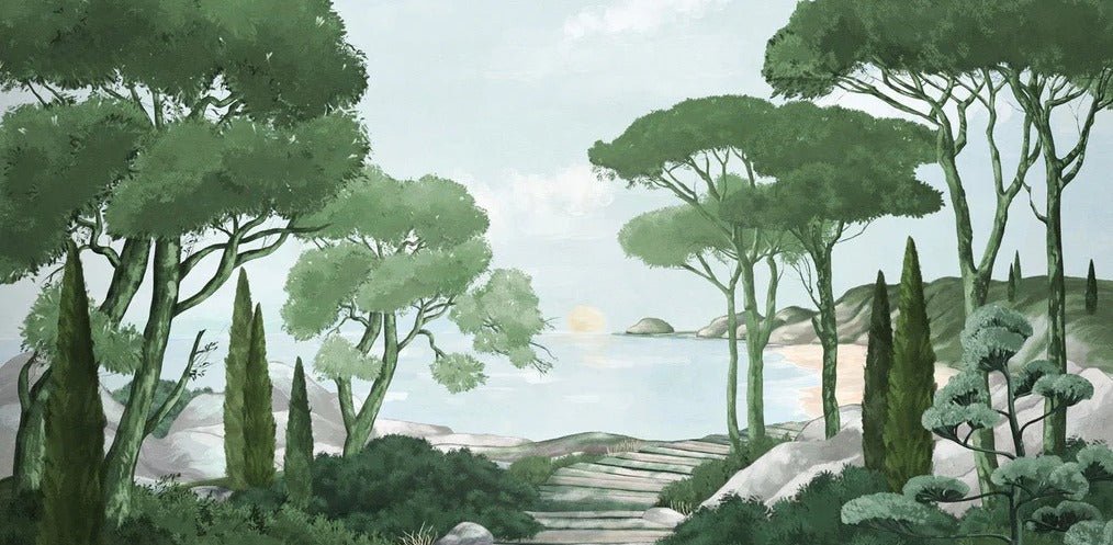 Stroll in the calanques wallpaper green
