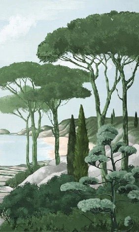 Papier peint balade dans les calanques vert, XXL, tendance