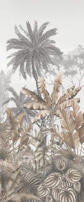Tropical sepia toilet wallpaper