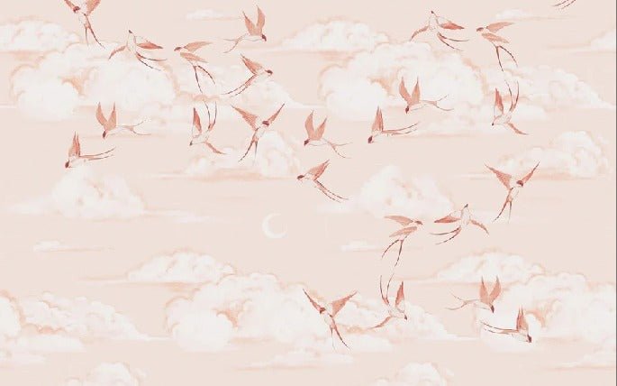 Terracotta poetic children's bedroom wallpaper