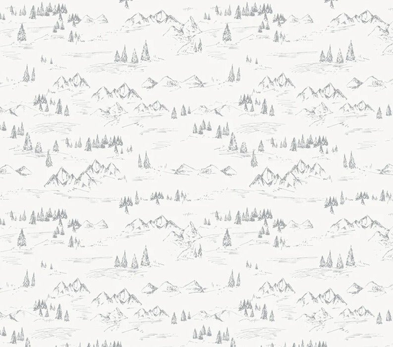 Papier peint illustration montagne et sapin, XXL, tendance