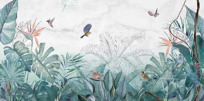 Blue marble jungle wallpaper