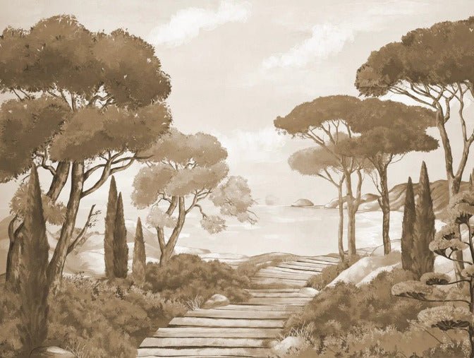 Papier peint balade dans les calanques monochrome, XXL, tendance