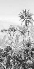 Tropical black and white toilet wallpaper
