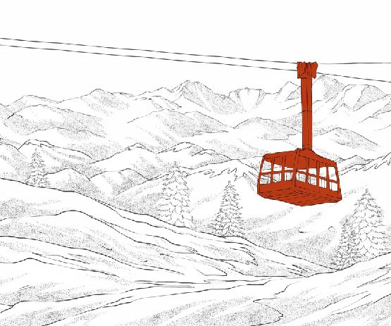 La Plagne red gondola lift wallpaper