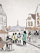 French wallpaper Paris café en terrasse