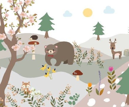 Children's bedroom wallpaper forest bear