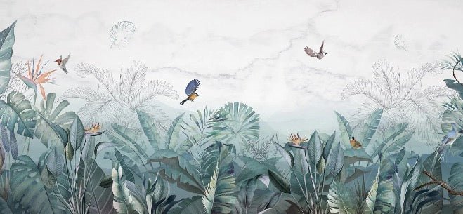 Blue marble jungle wallpaper