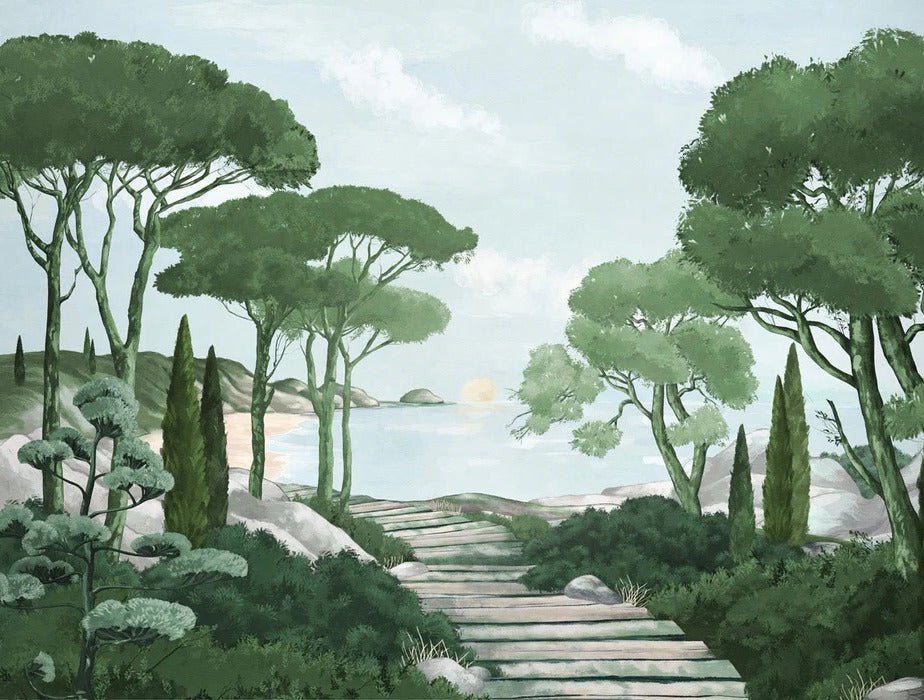 Stroll in the calanques wallpaper green