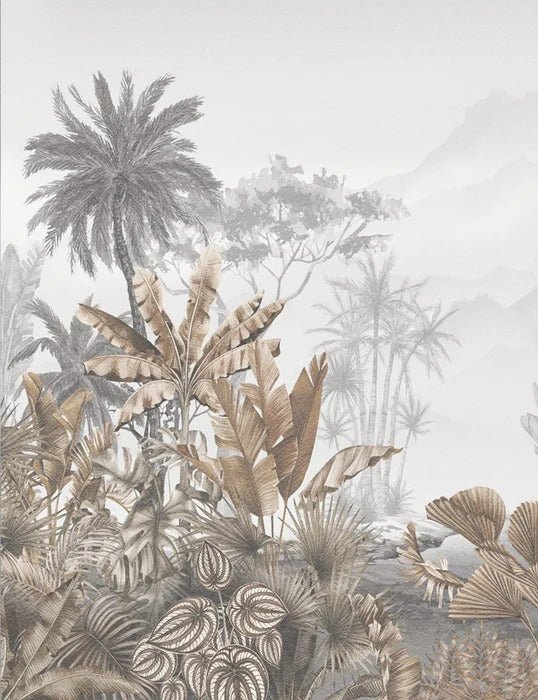 Tropical sepia toilet wallpaper