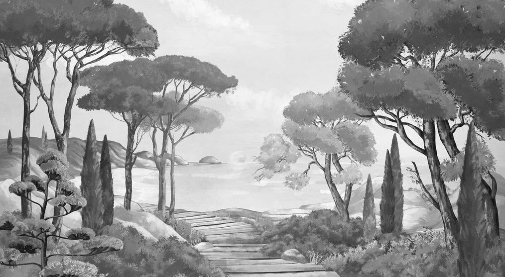 Wallpaper stroll in the calanques black and white