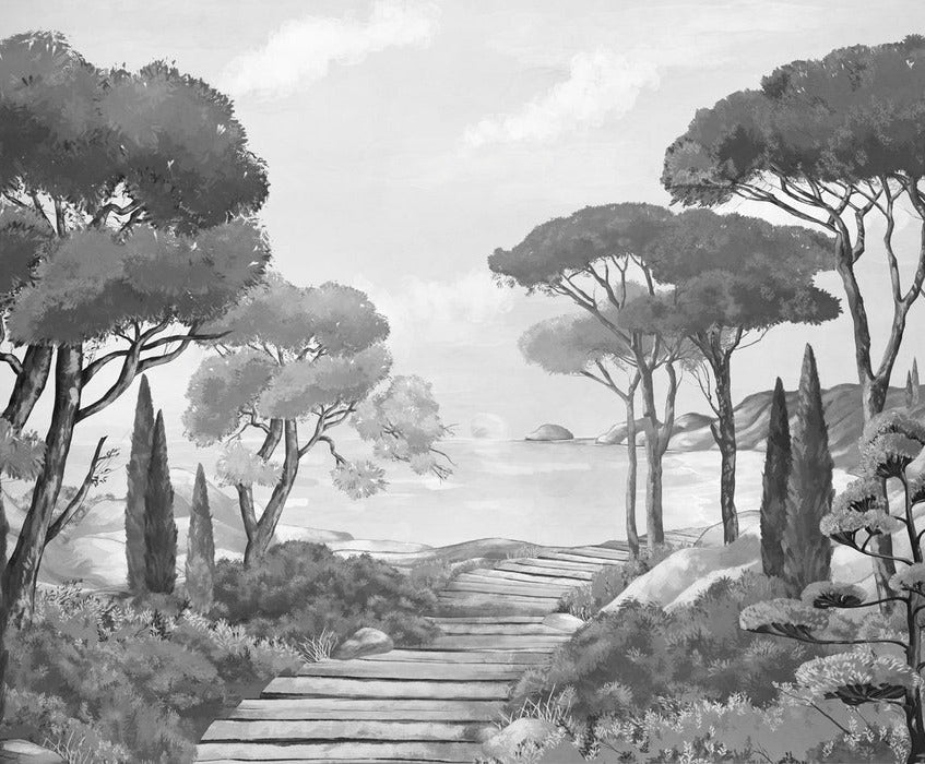 Wallpaper stroll in the calanques black and white