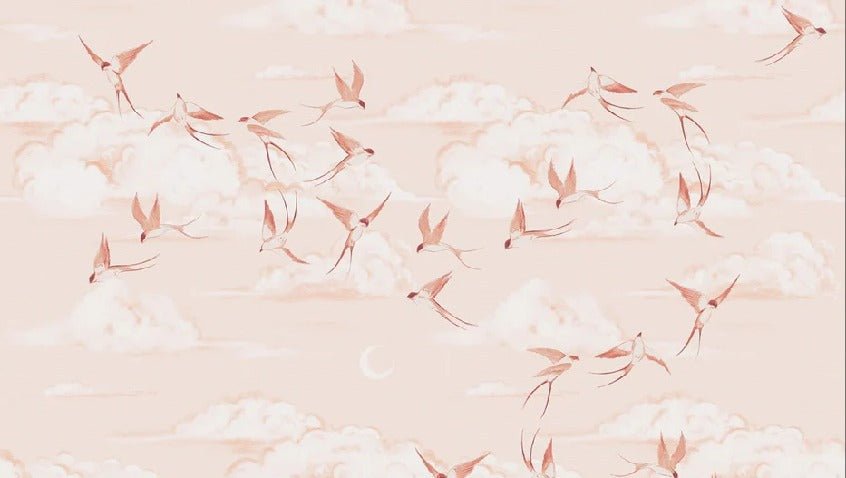 Terracotta poetic children's bedroom wallpaper