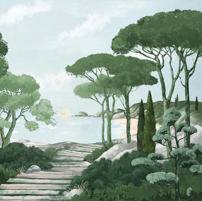 Stroll in the calanques wallpaper green