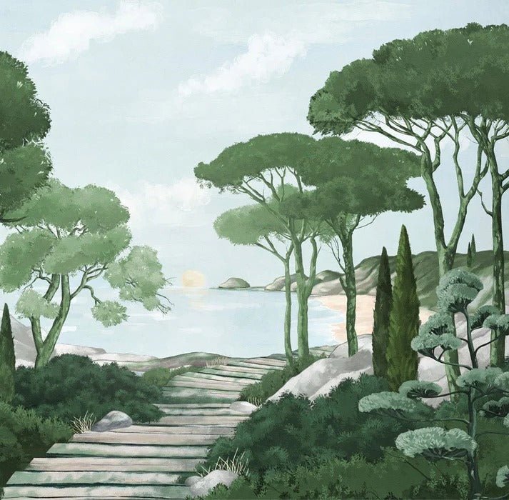 Stroll in the calanques wallpaper green