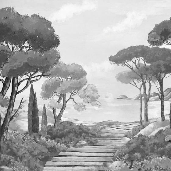 Wallpaper stroll in the calanques black and white