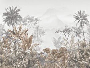 Tropical sepia toilet wallpaper
