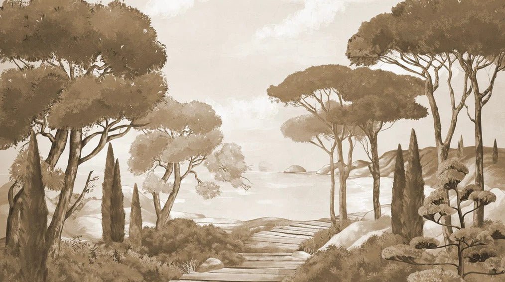 Papier peint balade dans les calanques monochrome, XXL, tendance