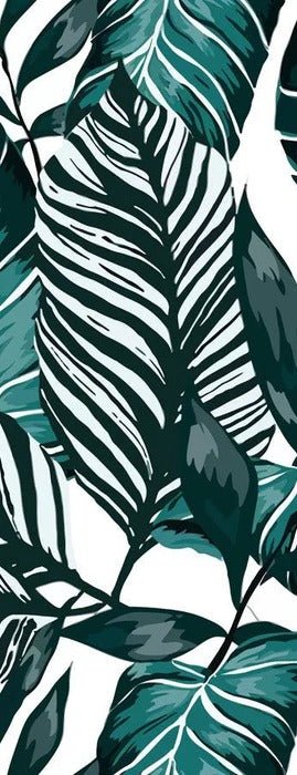 Peacock blue non-woven leaf wallpaper