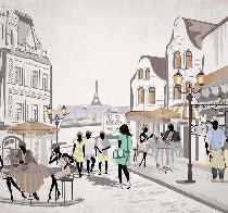 French wallpaper Paris café en terrasse