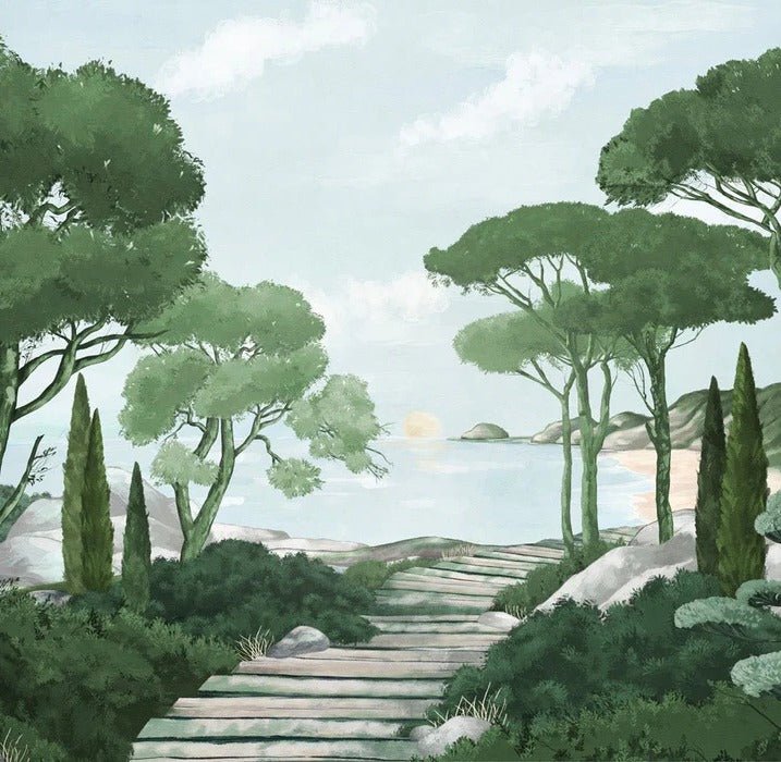 Stroll in the calanques wallpaper green
