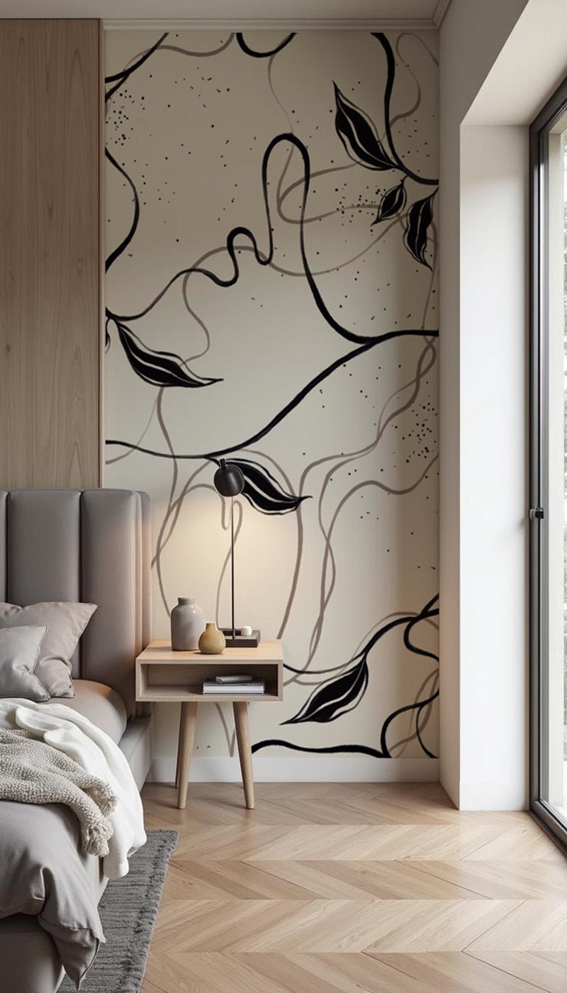 Plant-based wallpaper - Greige lines