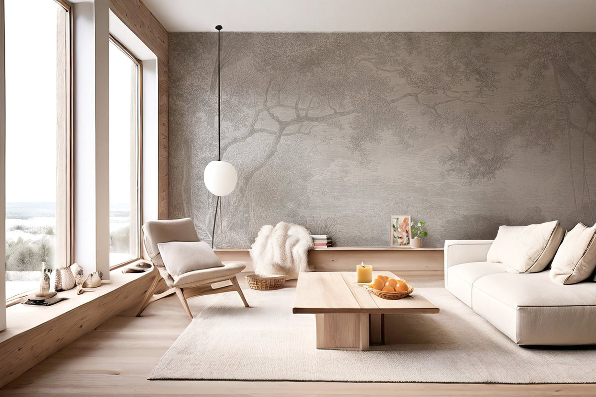 Panoramic wallpaper featuring a countryside landscape