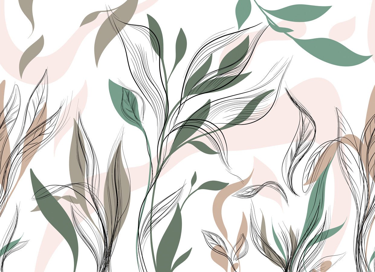 Papier peint panoramique fleur graphique, mural concept, tendance