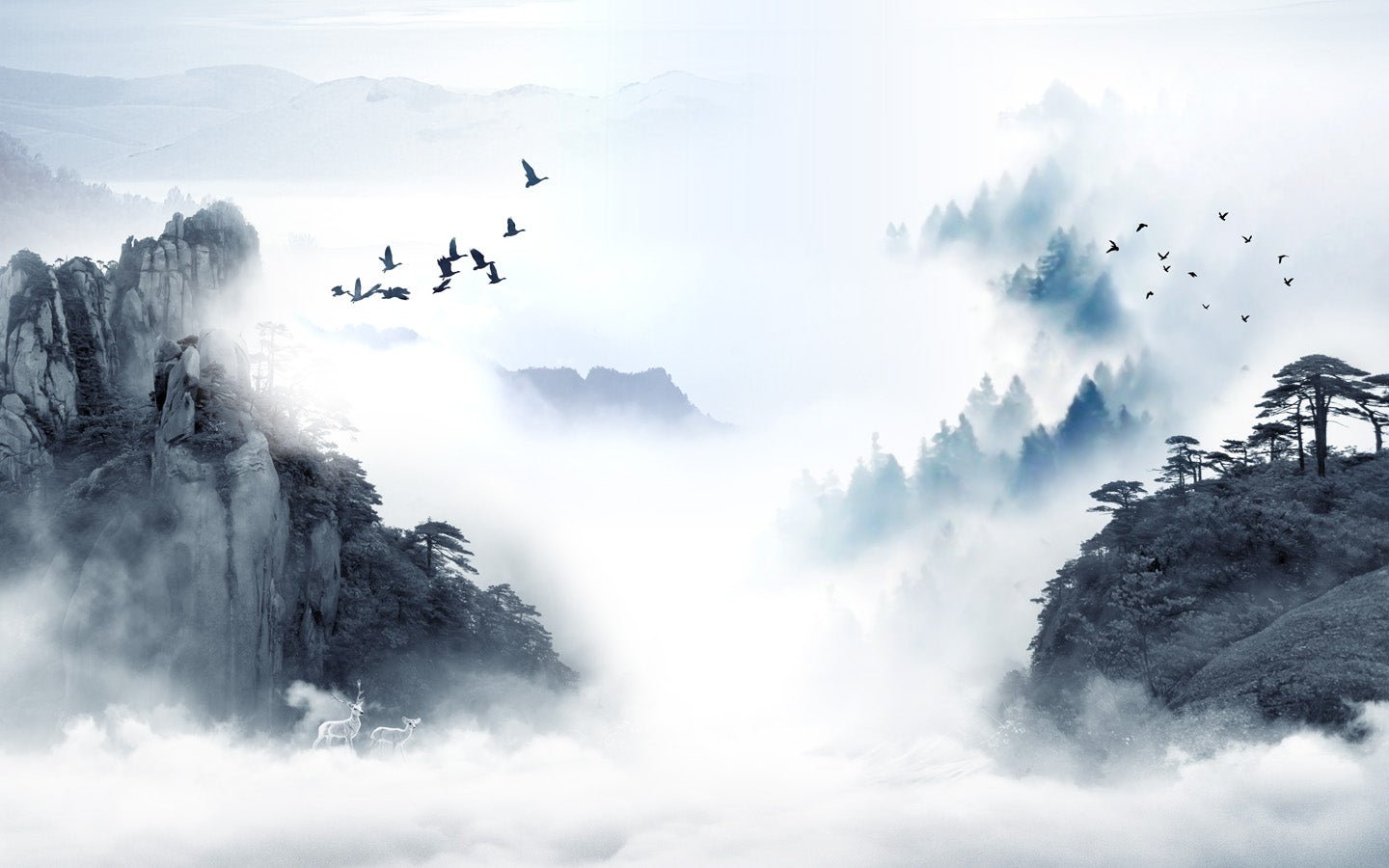 Papier peint Lever de jour en Chine, mural concept, tendance