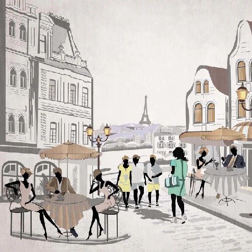 French wallpaper Paris café en terrasse