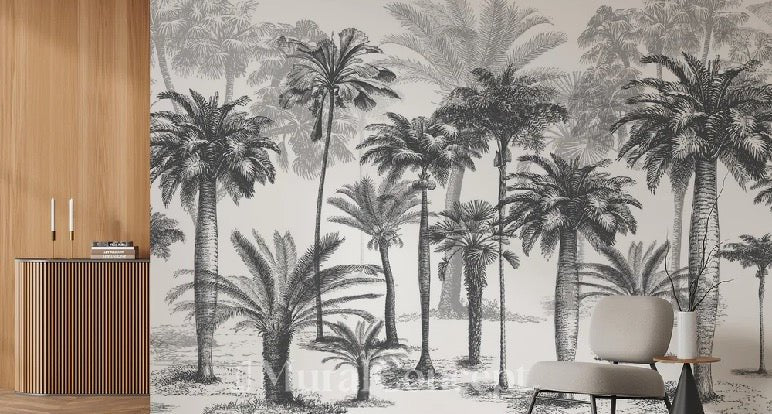 Jungle Black & White wallpaper