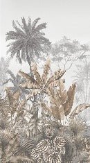 Tropical sepia toilet wallpaper