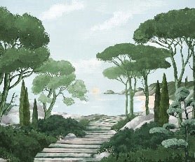 Papier peint balade dans les calanques vert, XXL, tendance