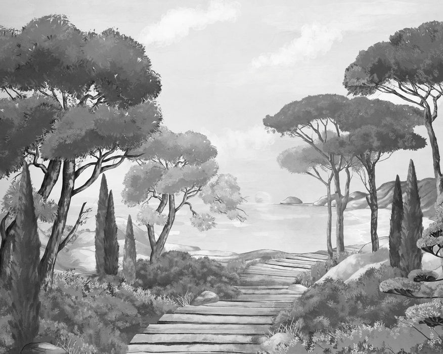 Wallpaper stroll in the calanques black and white