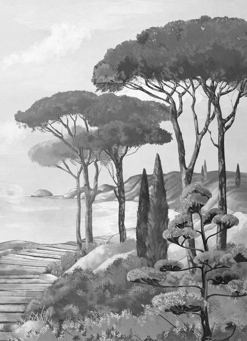 Wallpaper stroll in the calanques black and white