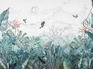 Blue marble jungle wallpaper