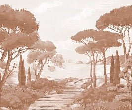 Papier peint balade dans les calanques terracotta, XXL, tendance